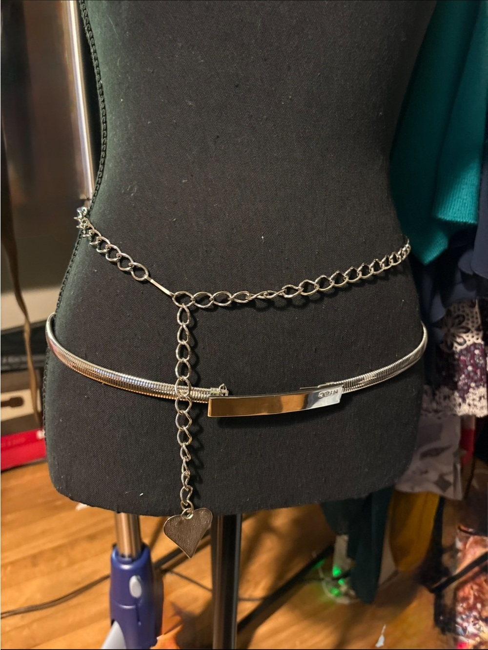 Bundle New York & Company Silver Layered Chain Waist Belt and heart chain belt